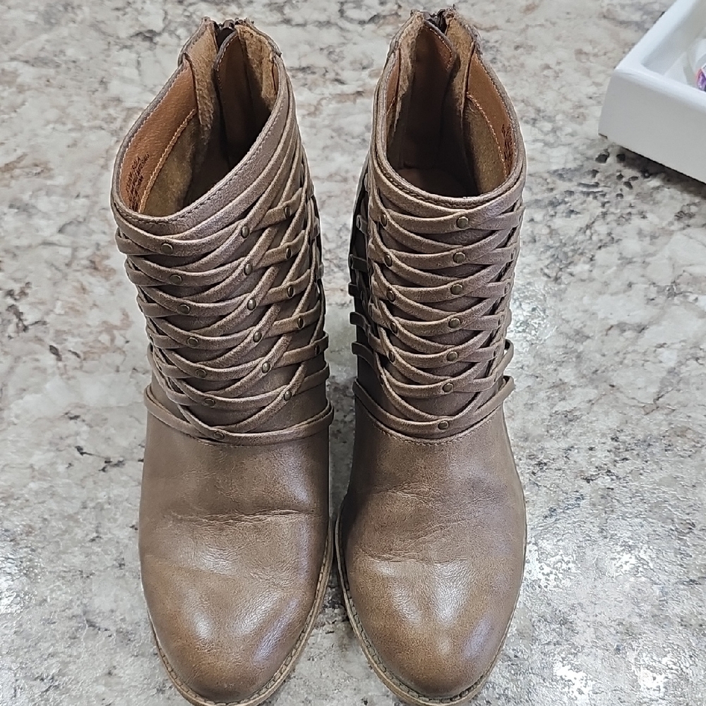 Chic Brown Ankle Booties with Strap Detail